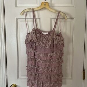 Kenar size size large pink tiered lace camisole shelf bra layered or tiered